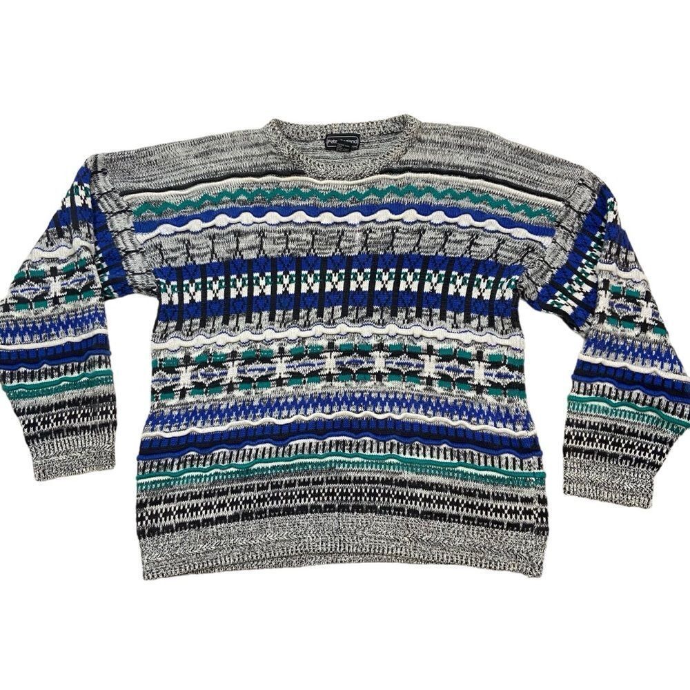 Men’s Vintage 80’s Peter England Coogi Style‎ Knit Sweater Size Large